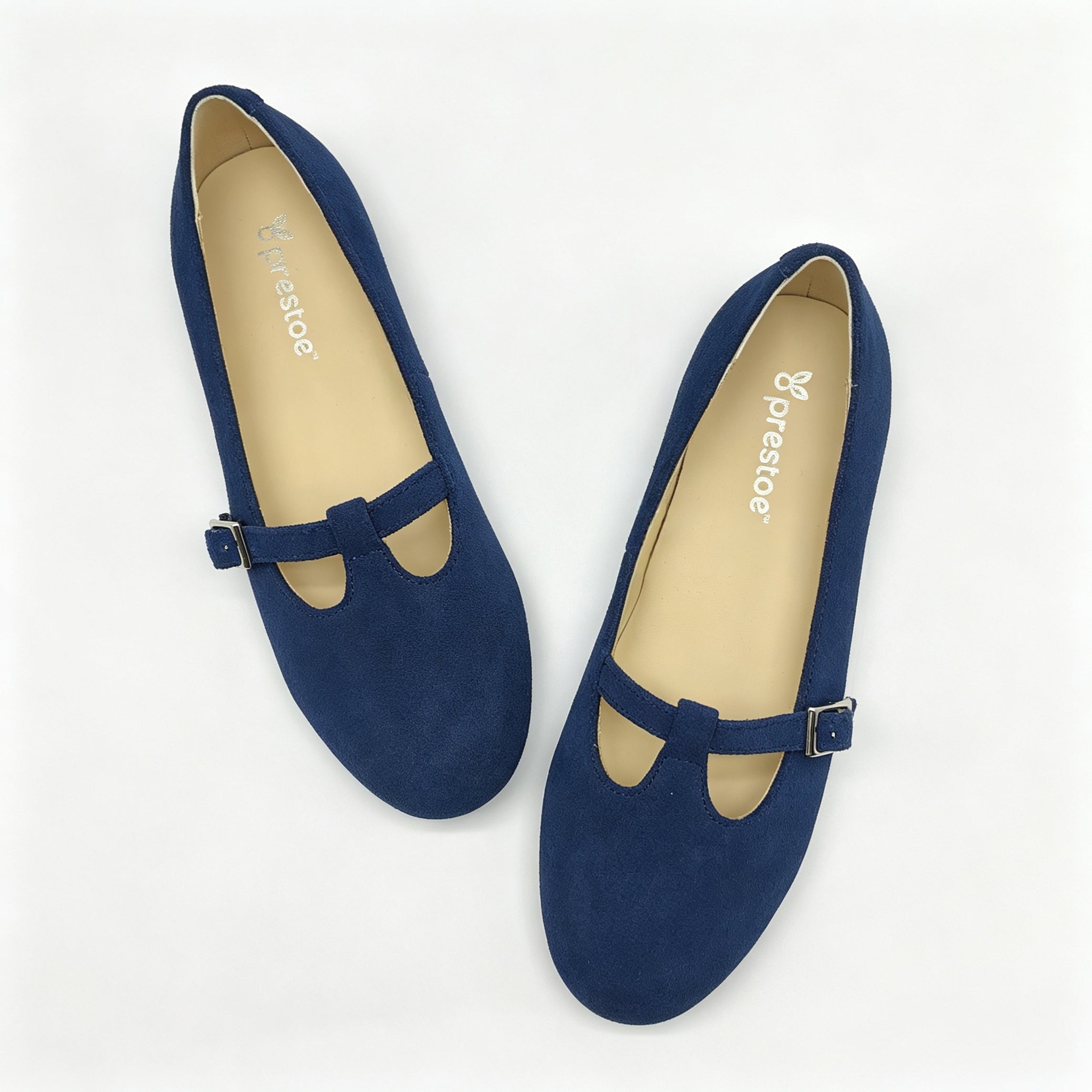 Navy Suede Low T-Strap -SG33