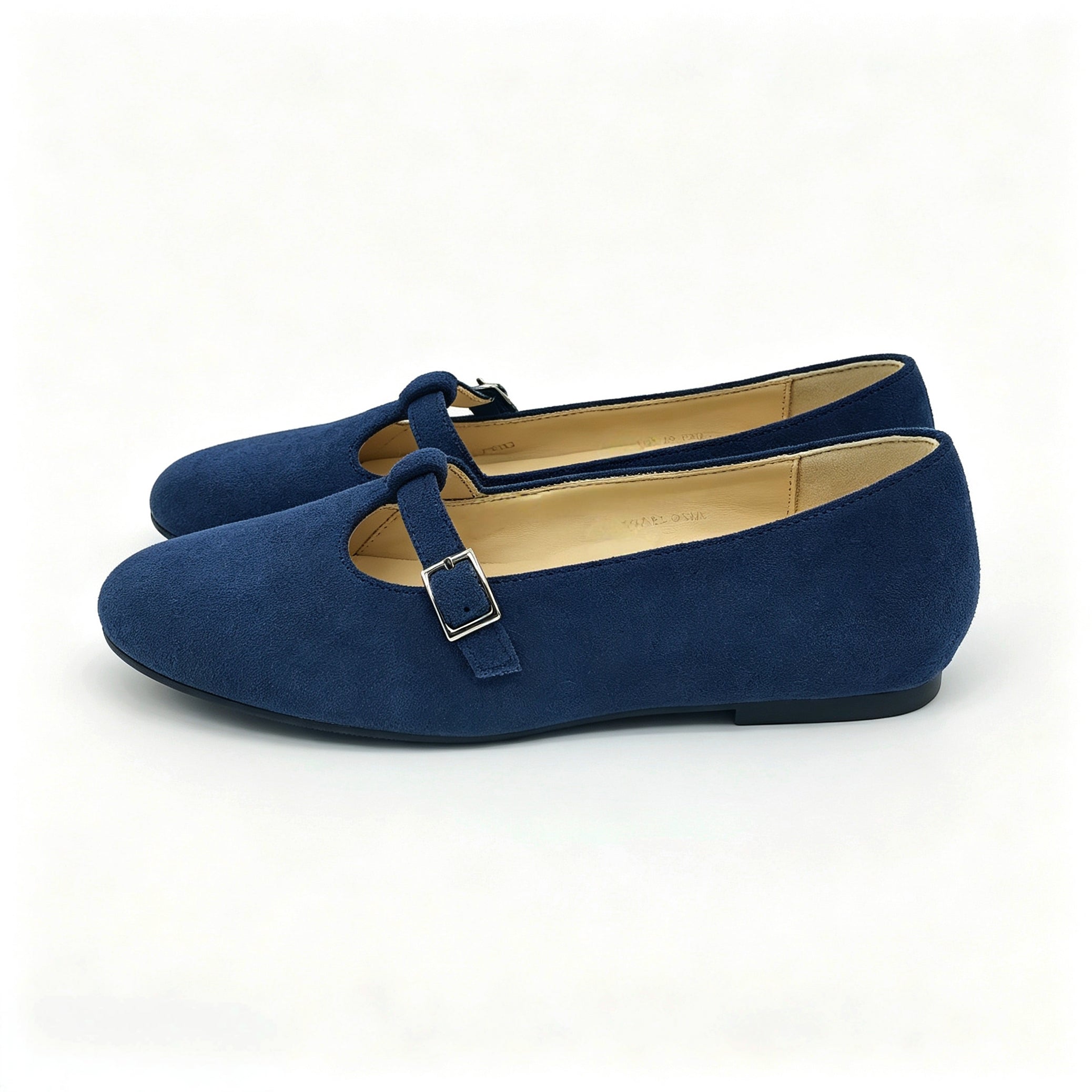 Navy Suede Low T-Strap -SG33