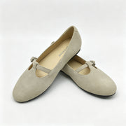 Off White Suede Low T-Strap -SG34