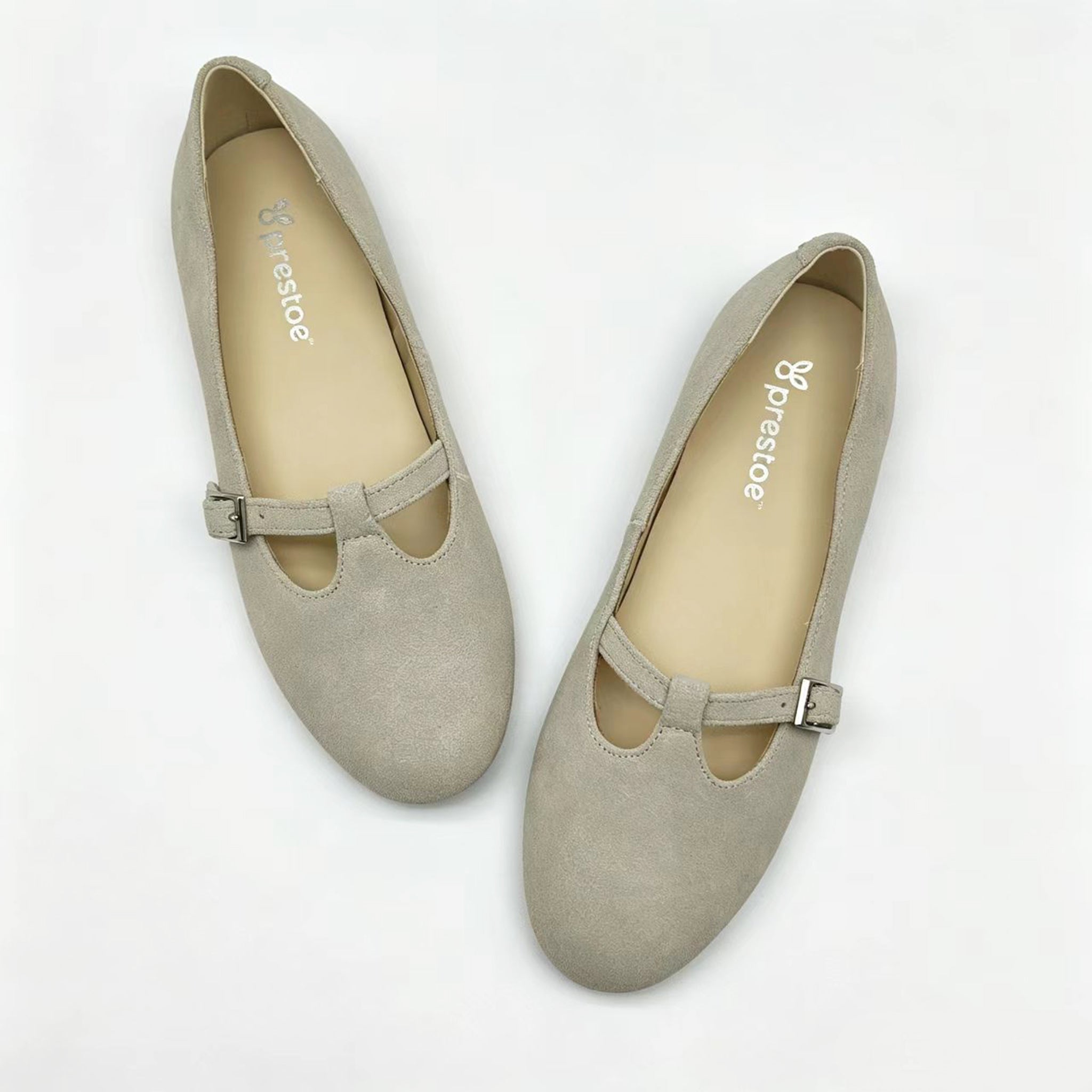 Off White Suede Low T-Strap -SG34