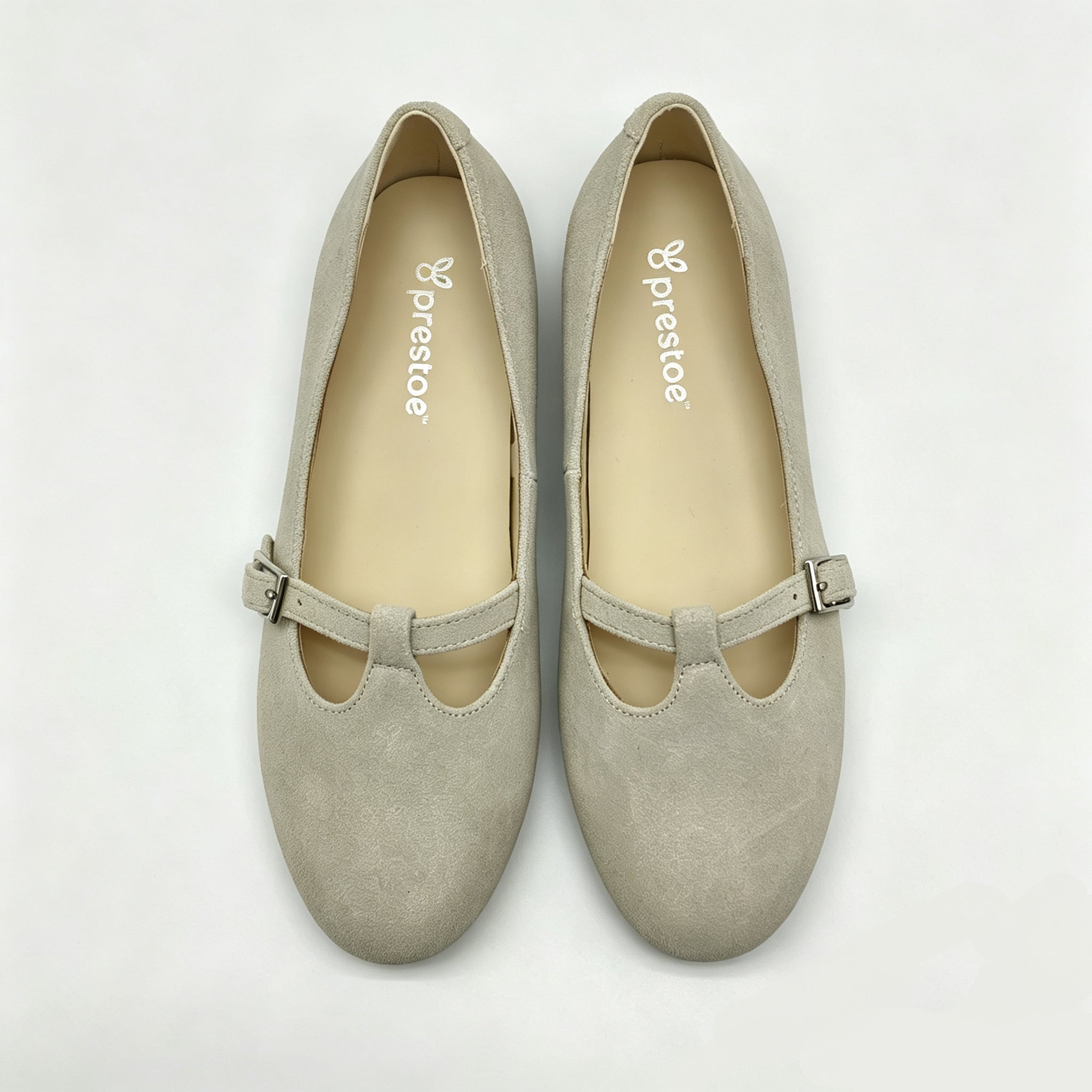 Off White Suede Low T-Strap -SG34