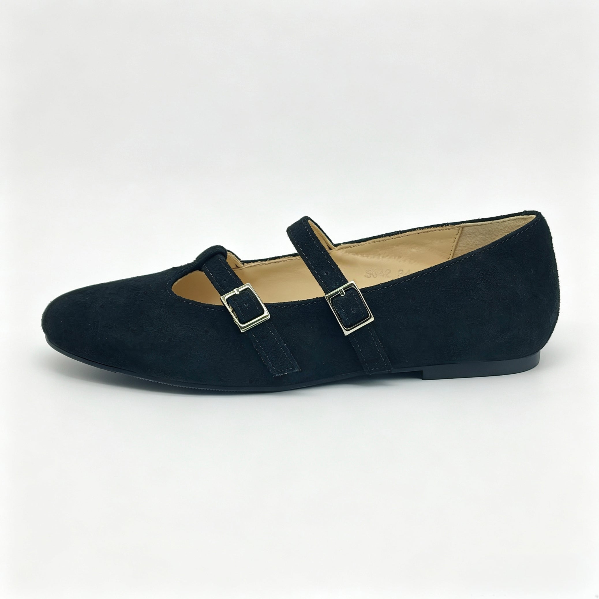 Black Suede T-Strap, Mary Jane,-SG42