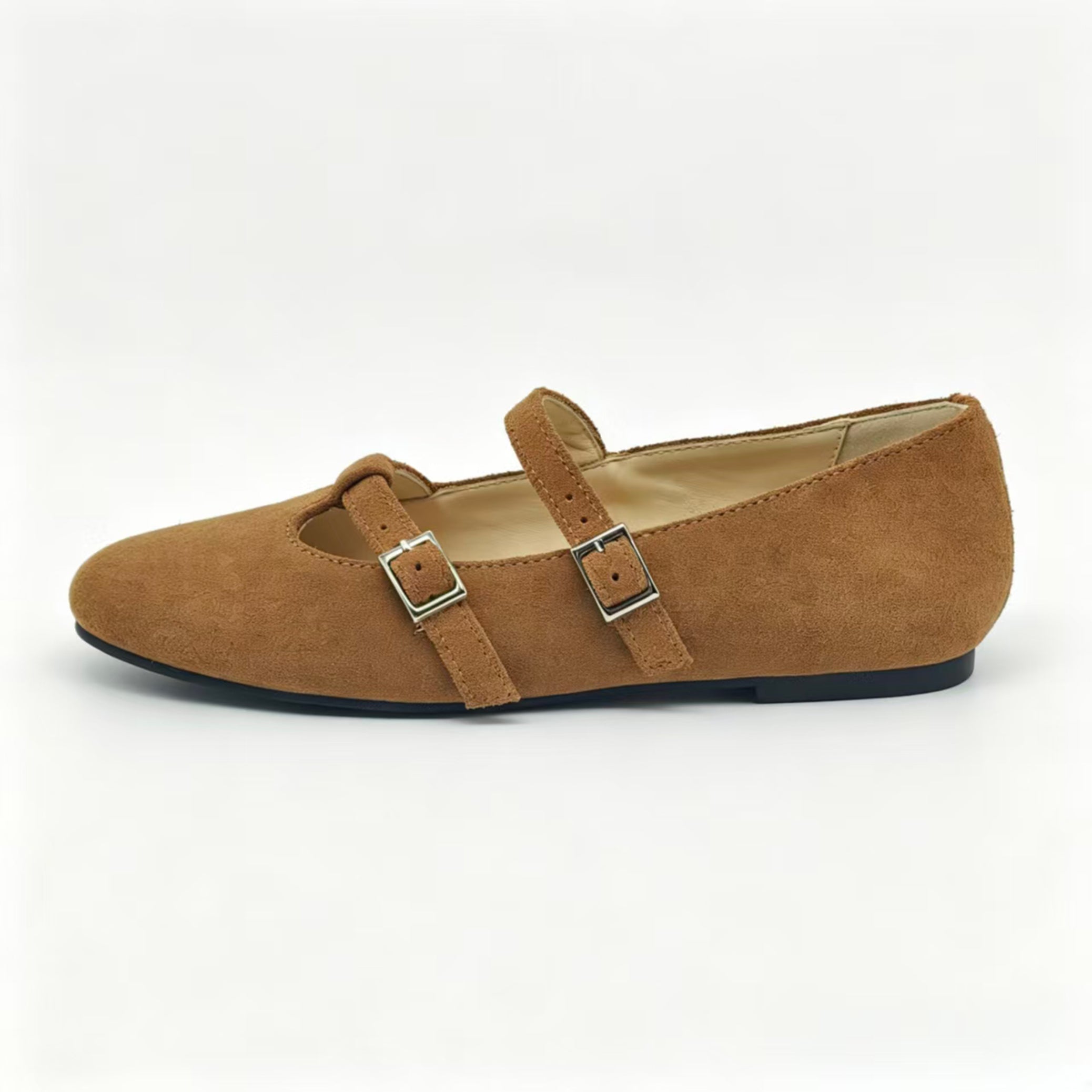 Brown Suede T-Strap, Mary Jane,-SG43