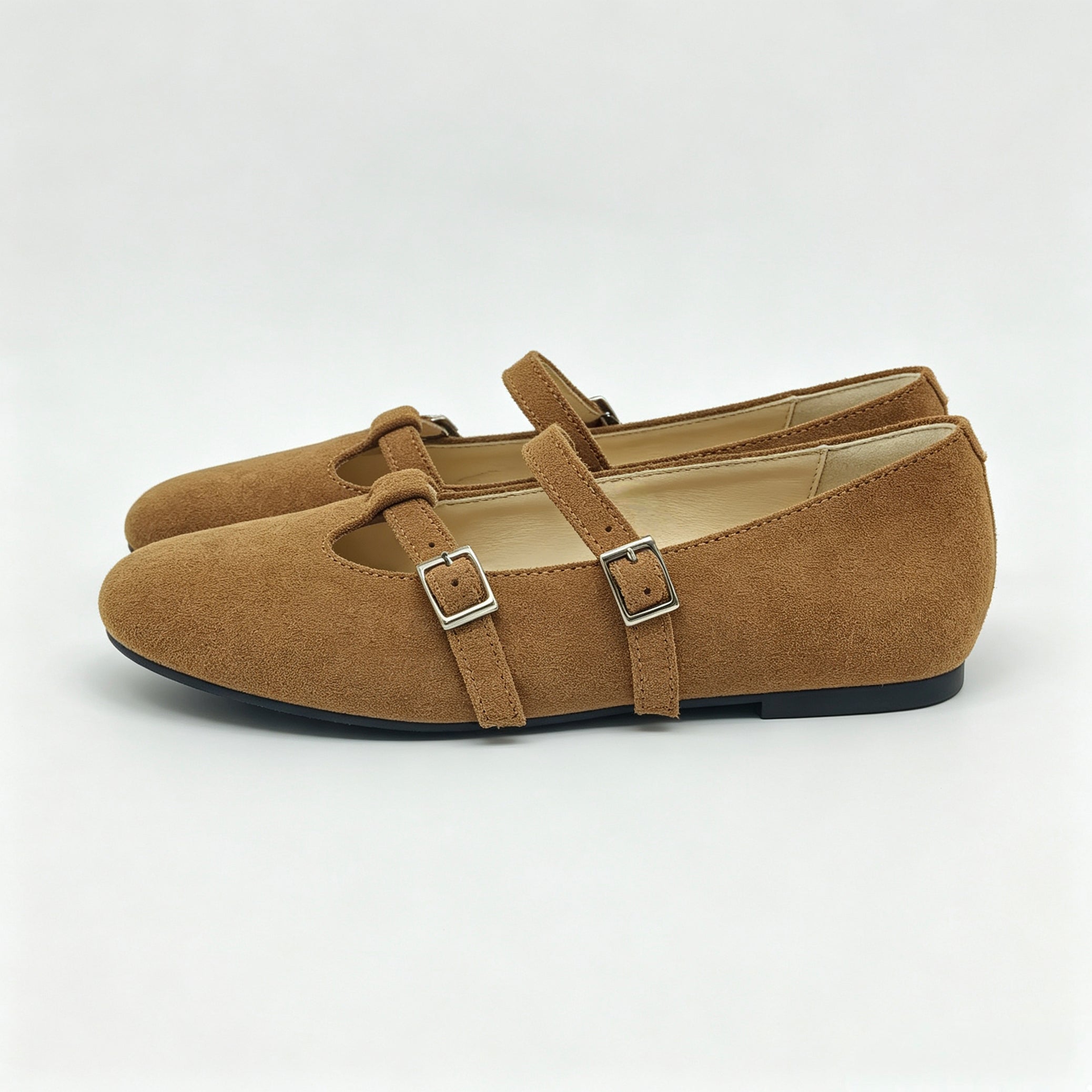 Brown Suede T-Strap, Mary Jane,-SG43