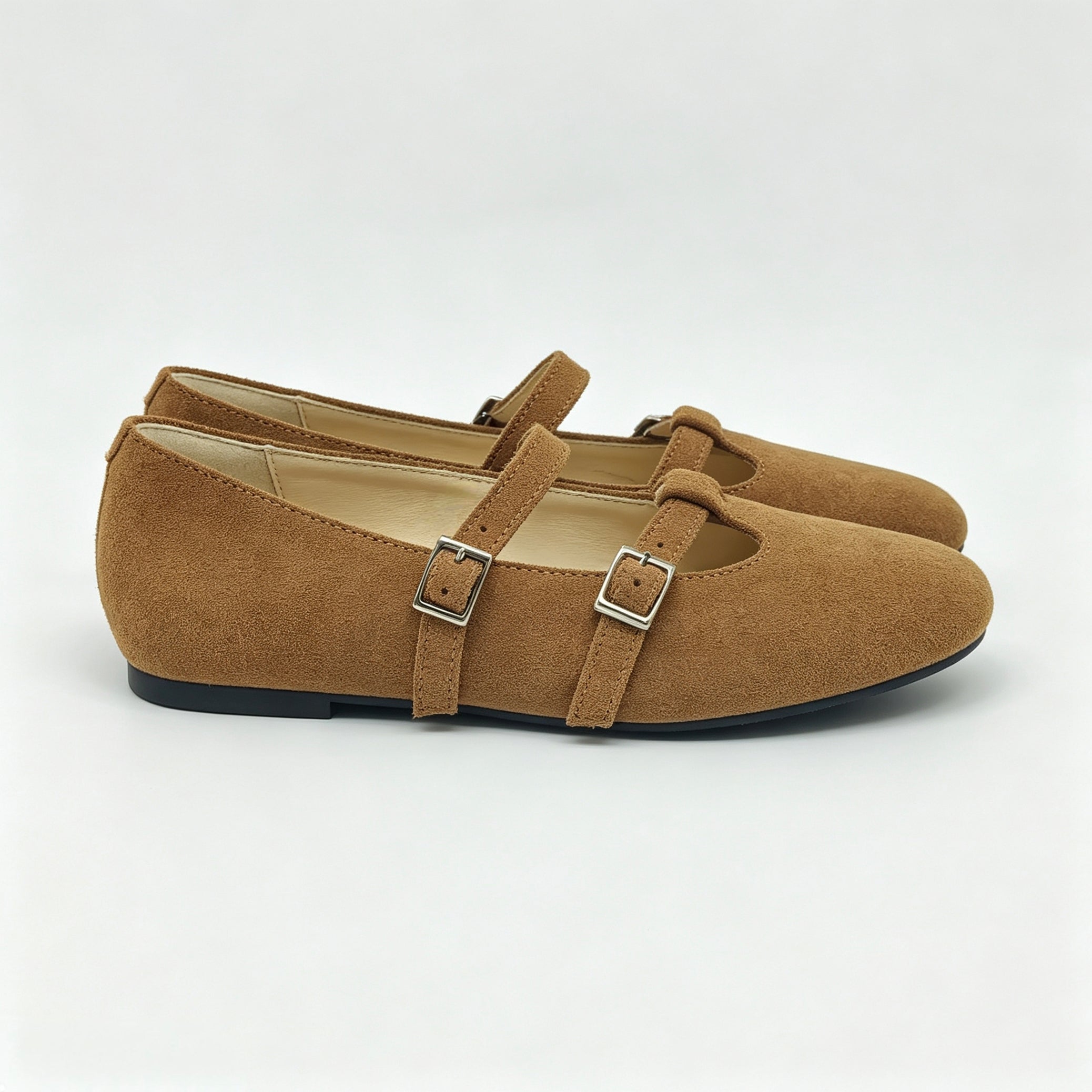 Brown Suede T-Strap, Mary Jane,-SG43
