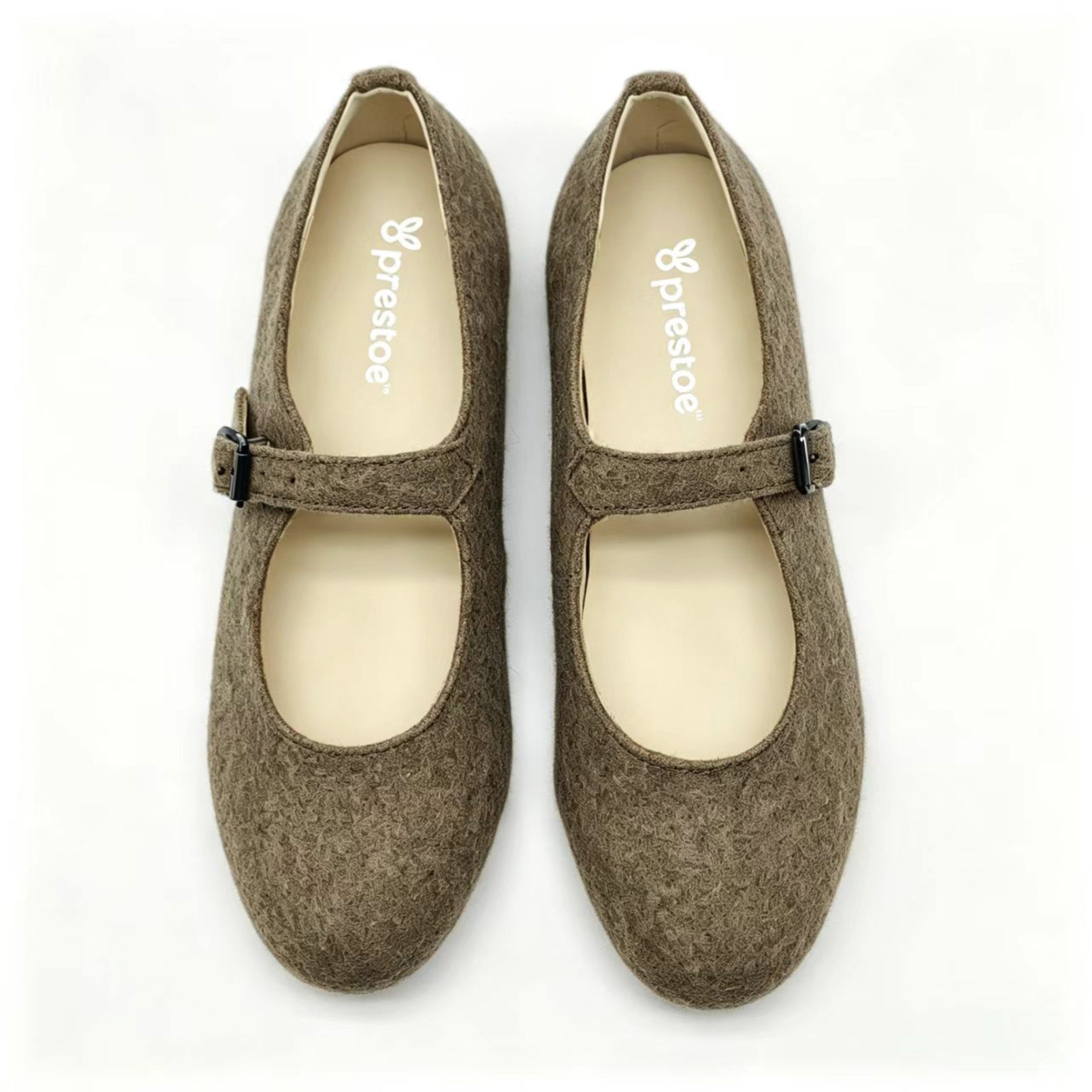 Taupe Flannel Mary Jane-SG54