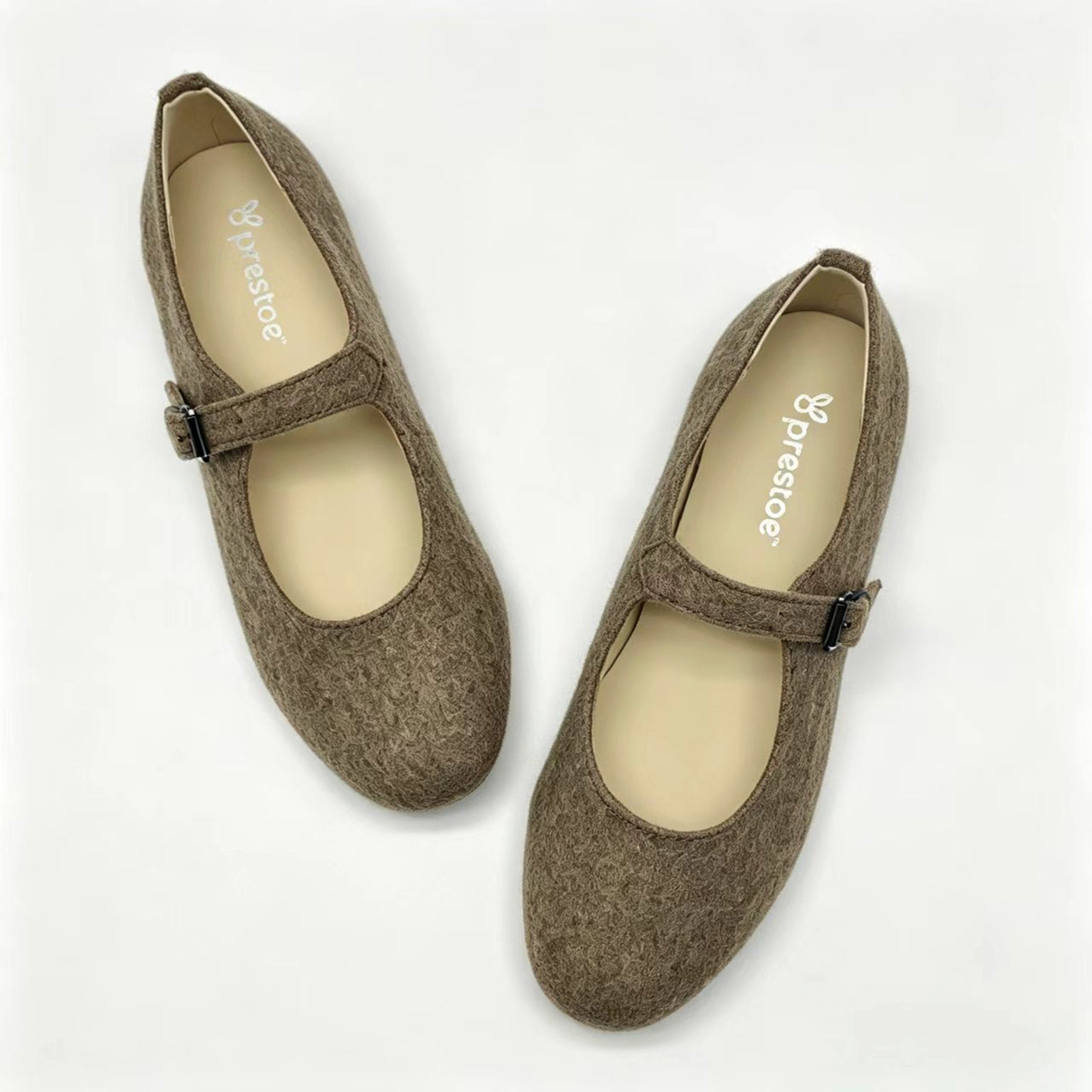 Taupe Flannel Mary Jane-SG54