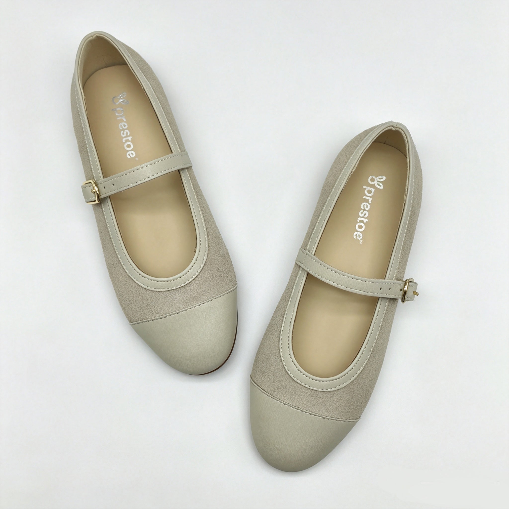 Off White Suede Cap-Toe Mary-Jane - SG61