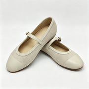 Off White Suede Cap-Toe Mary-Jane - SG61