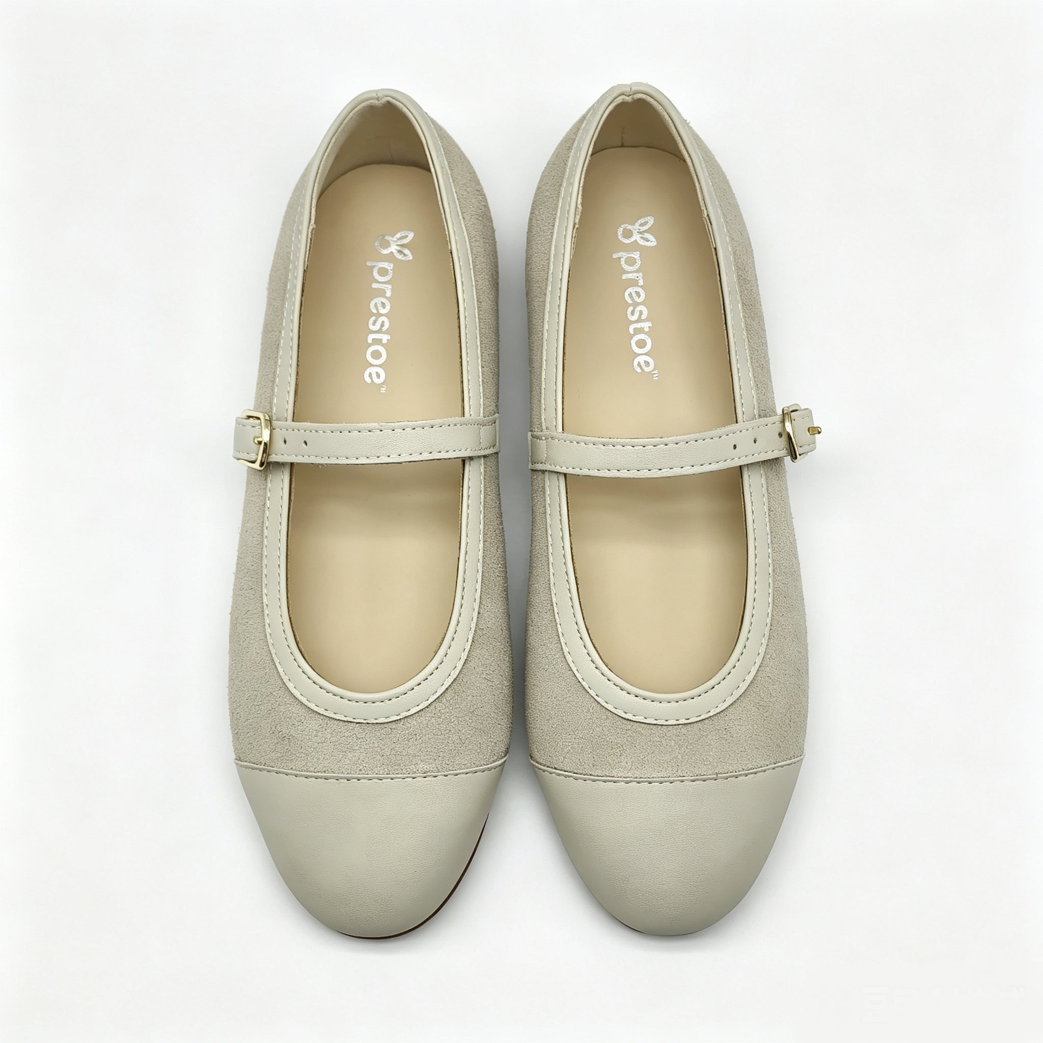 Off White Suede Cap-Toe Mary-Jane - SG61