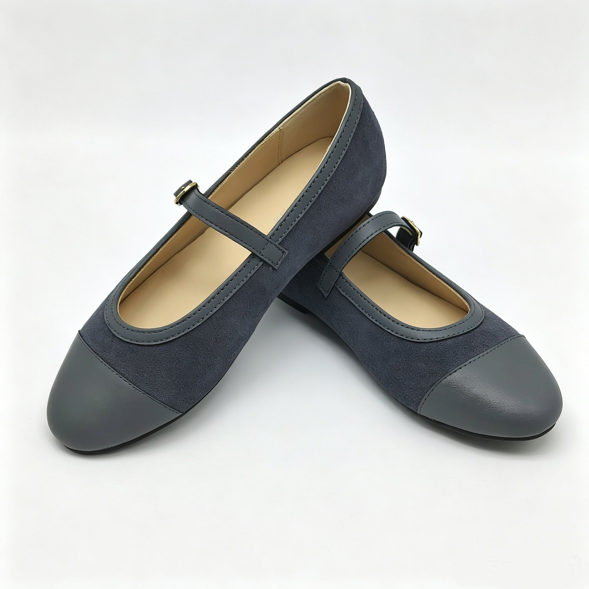 Grey Suede Cap-Toe Mary-Jane-SG62