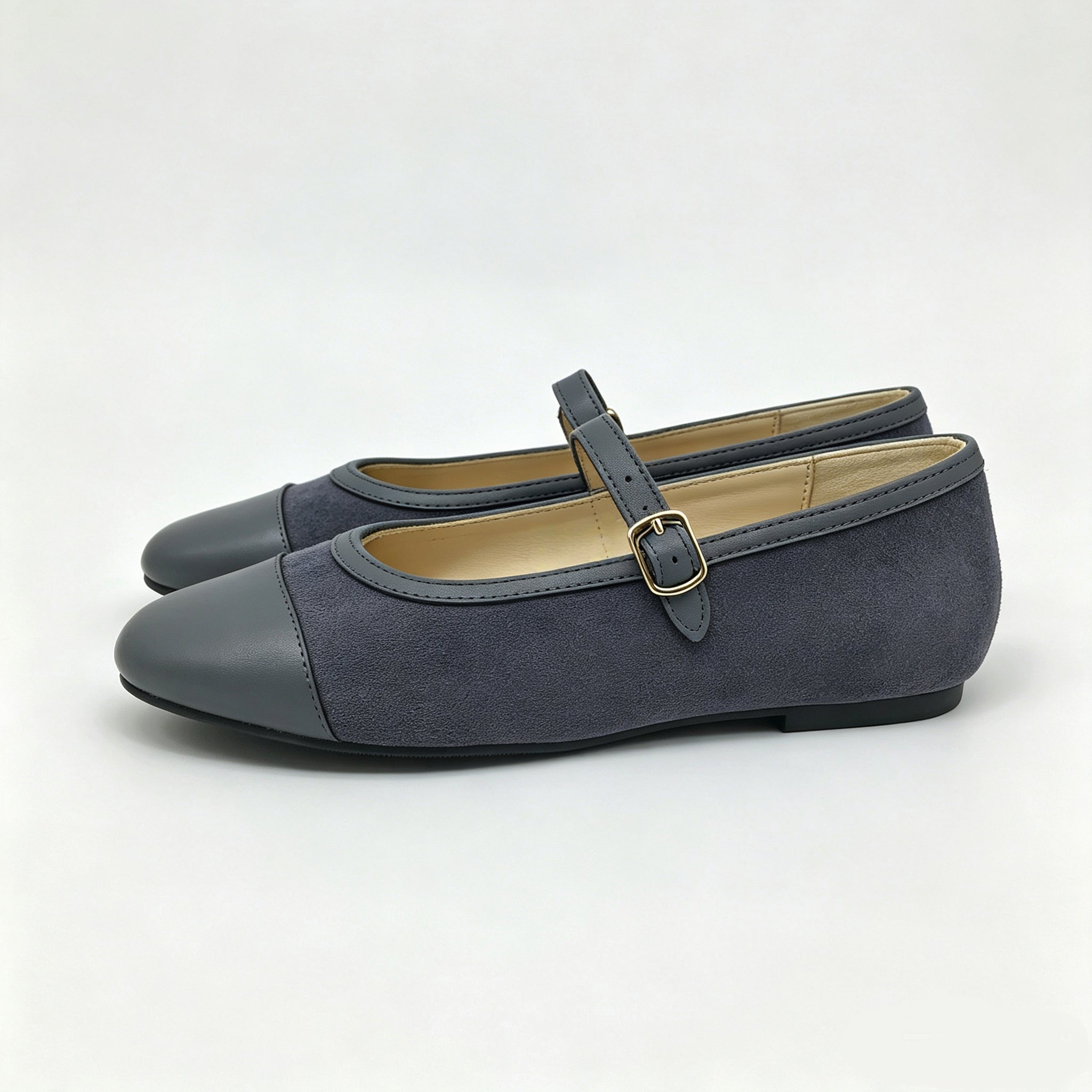 Grey Suede Cap-Toe Mary-Jane-SG62