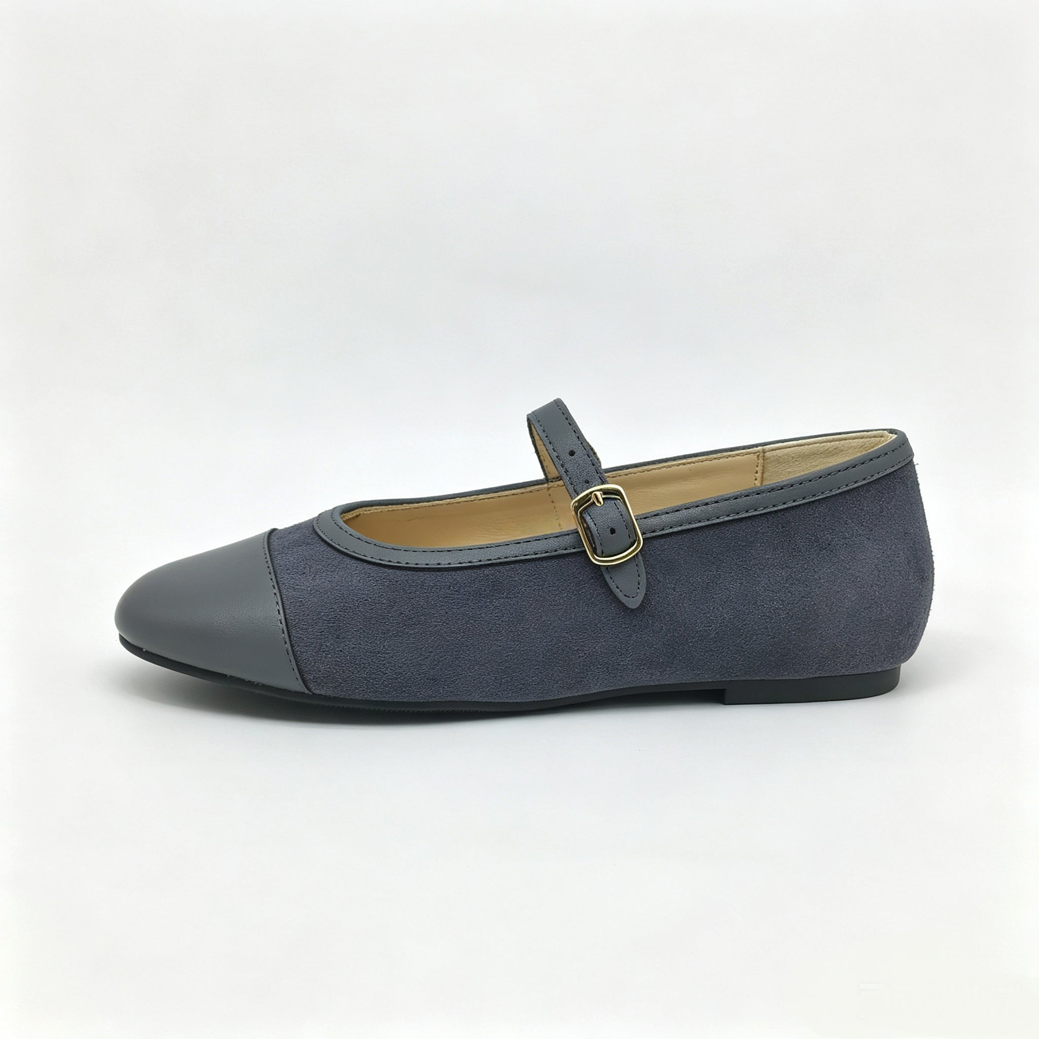 Grey Suede Cap-Toe Mary-Jane-SG62