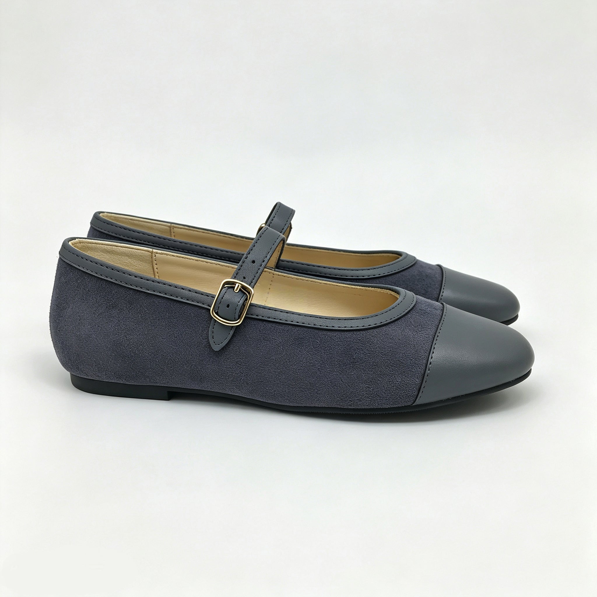 Grey Suede Cap-Toe Mary-Jane-SG62