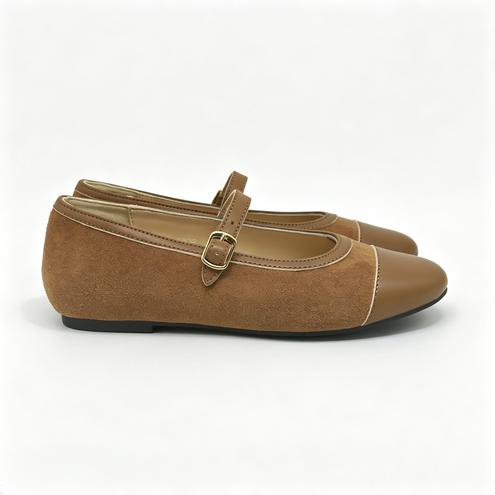 Brown Suede Cap-Toe Mary-Jane -SG64