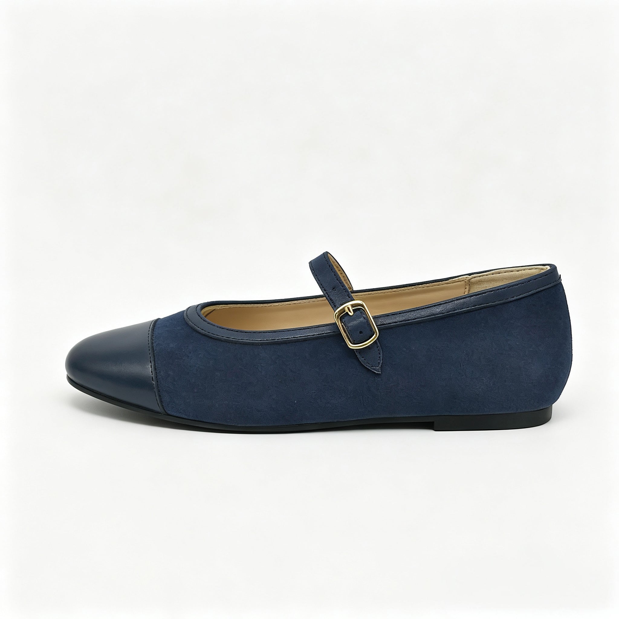 Navy Suede Cap-Toe Mary-Jane -SG65