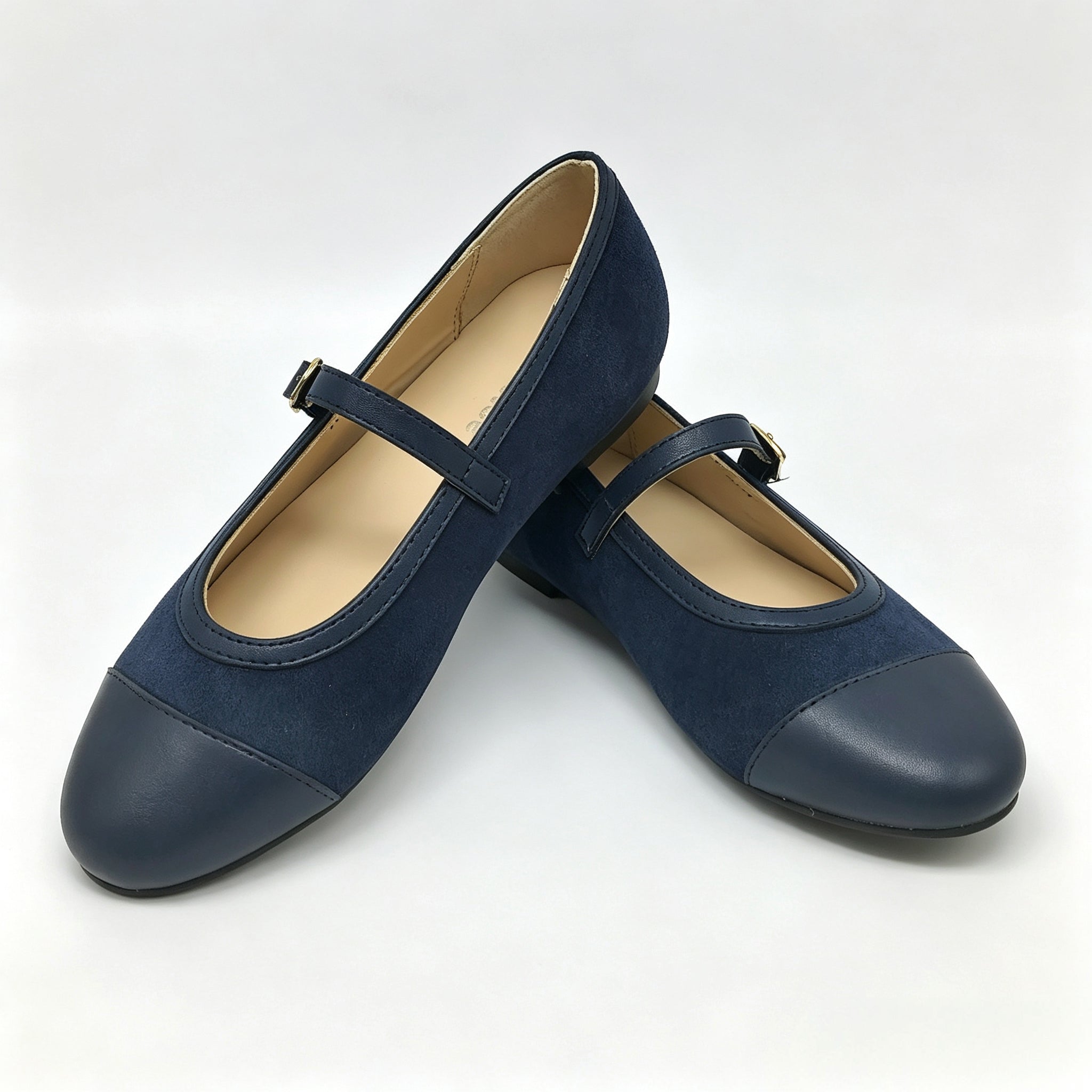 Navy Suede Cap-Toe Mary-Jane -SG65