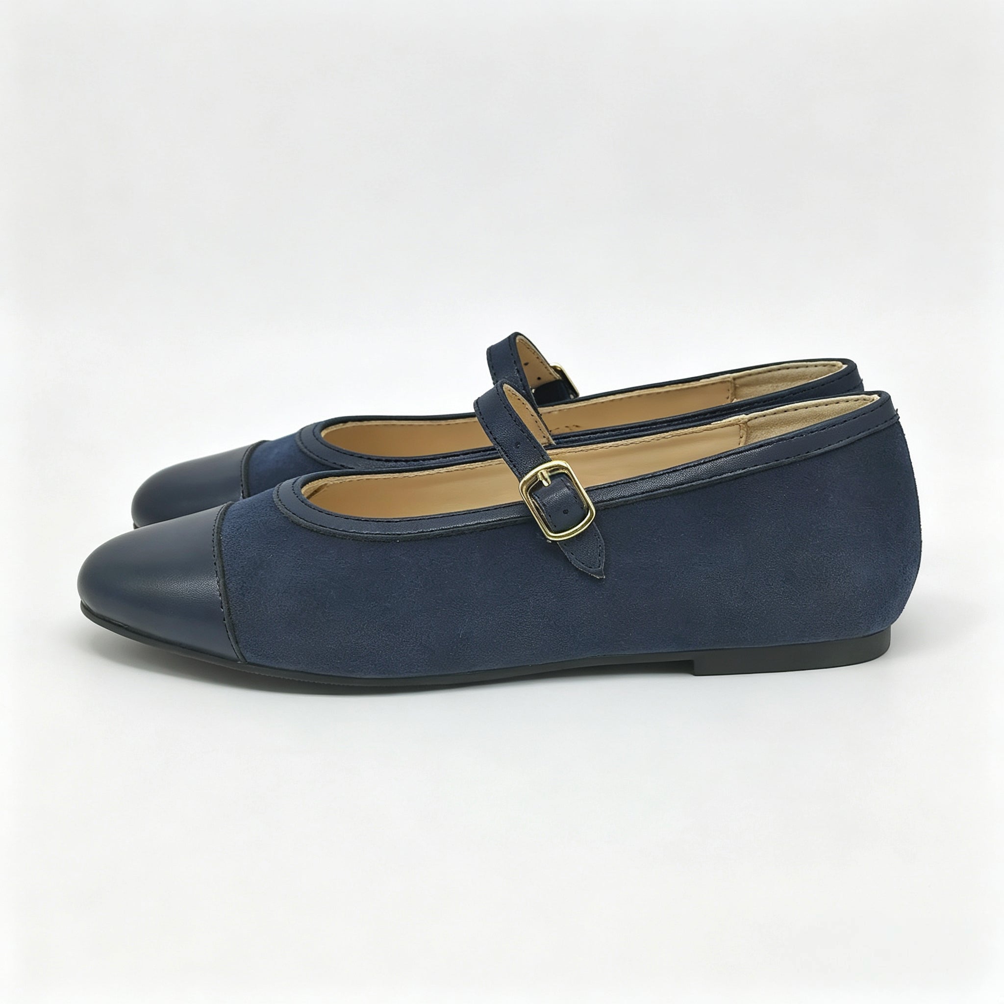 Navy Suede Cap-Toe Mary-Jane -SG65