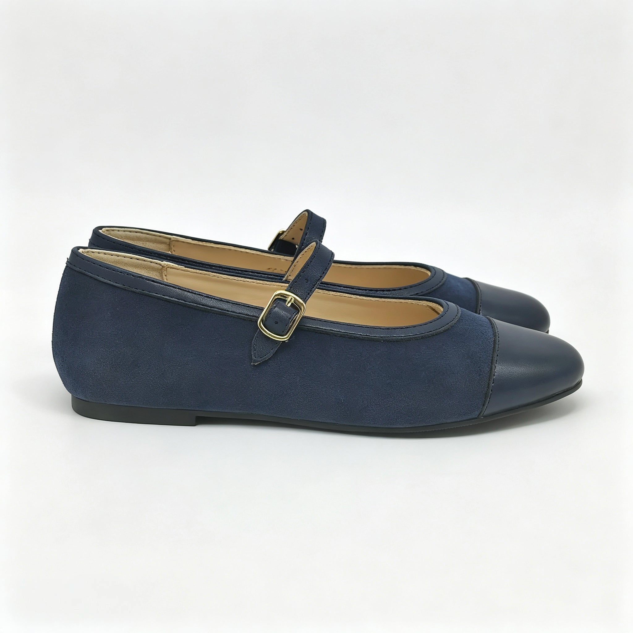 Navy Suede Cap-Toe Mary-Jane -SG65