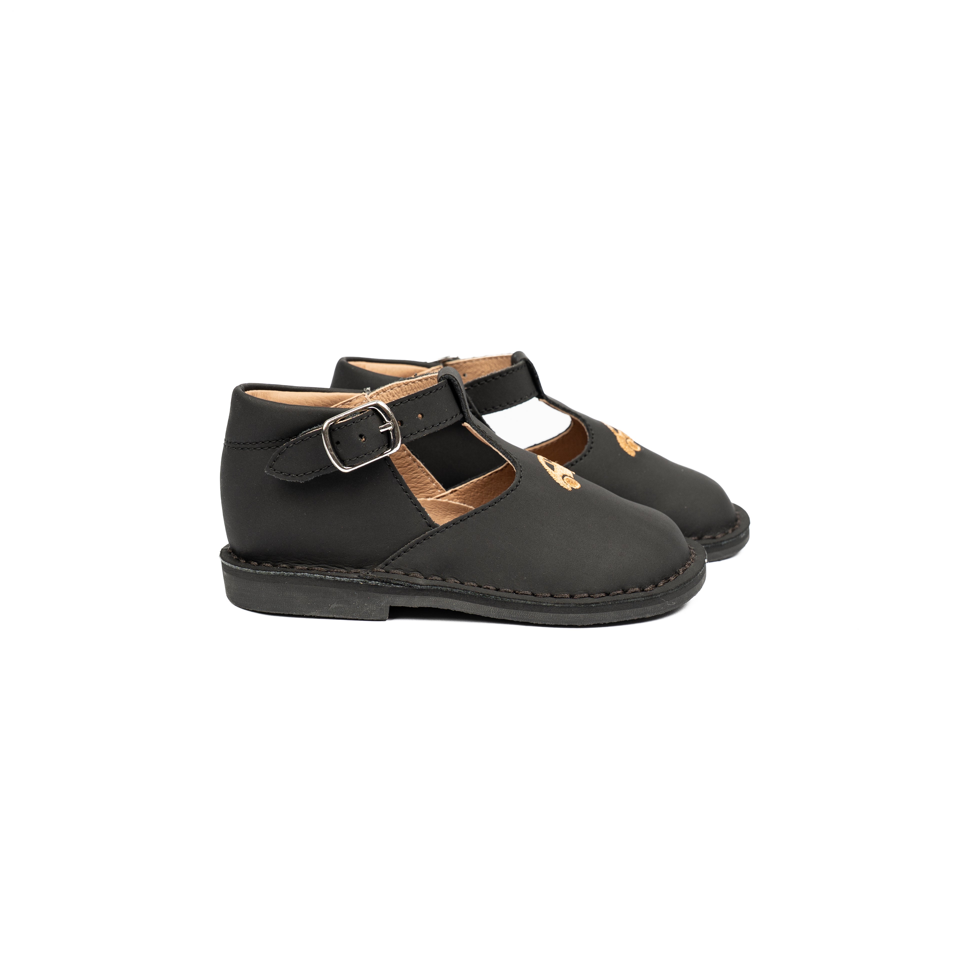 Black Nubuck T-Strap Buckle-WY11