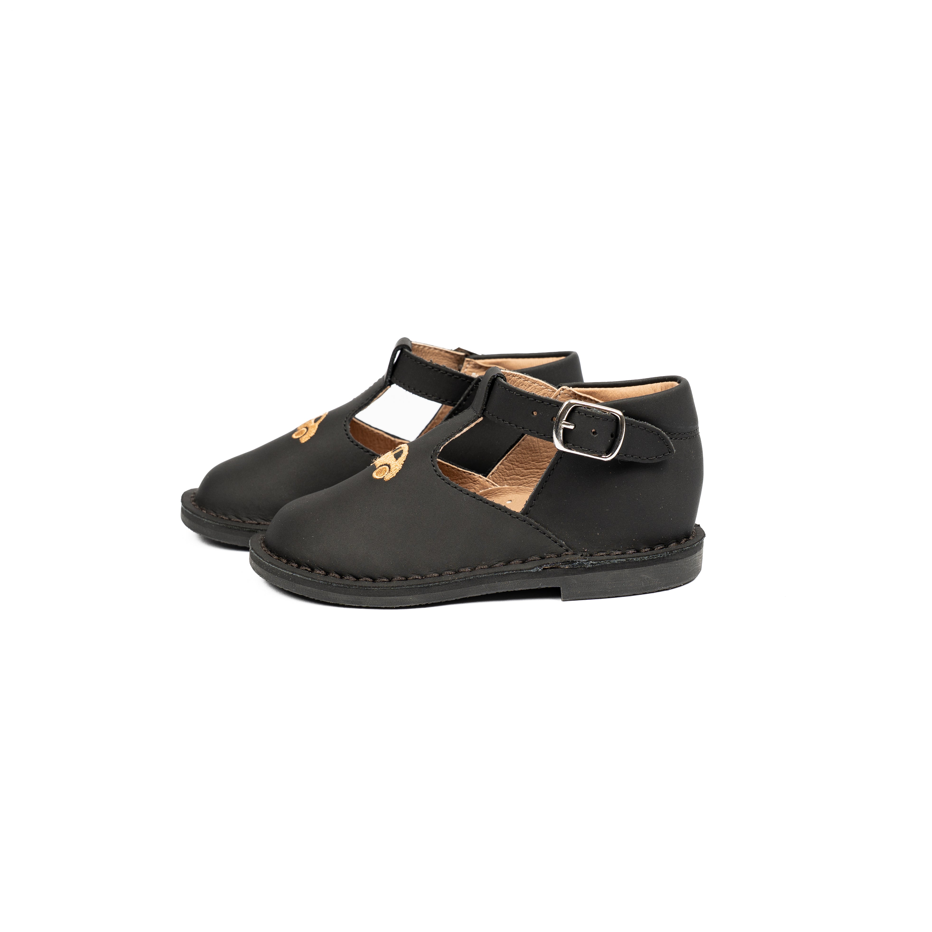 Black Nubuck T-Strap Buckle-WY11