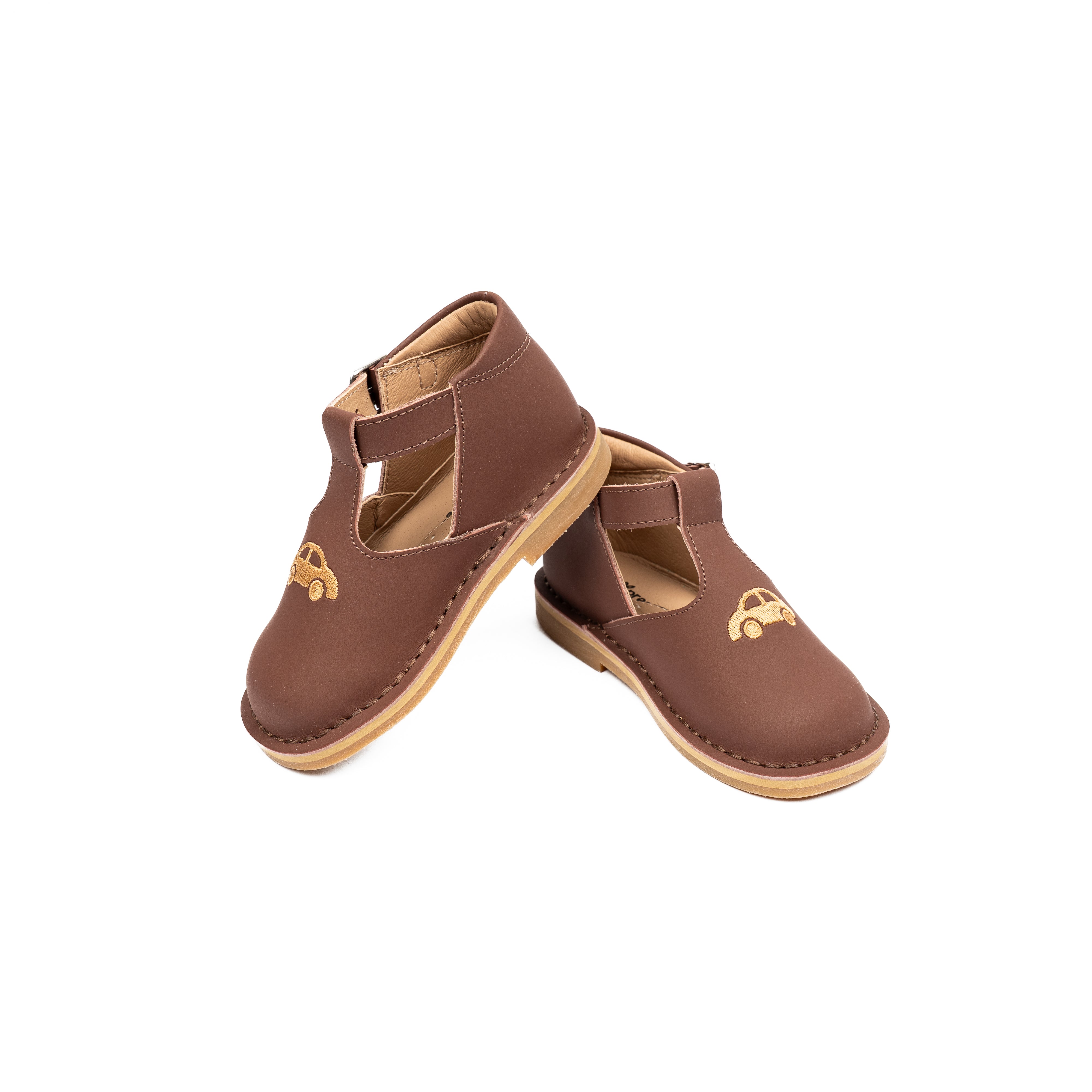 Brown Nubuck T-Strap Buckle-WY13