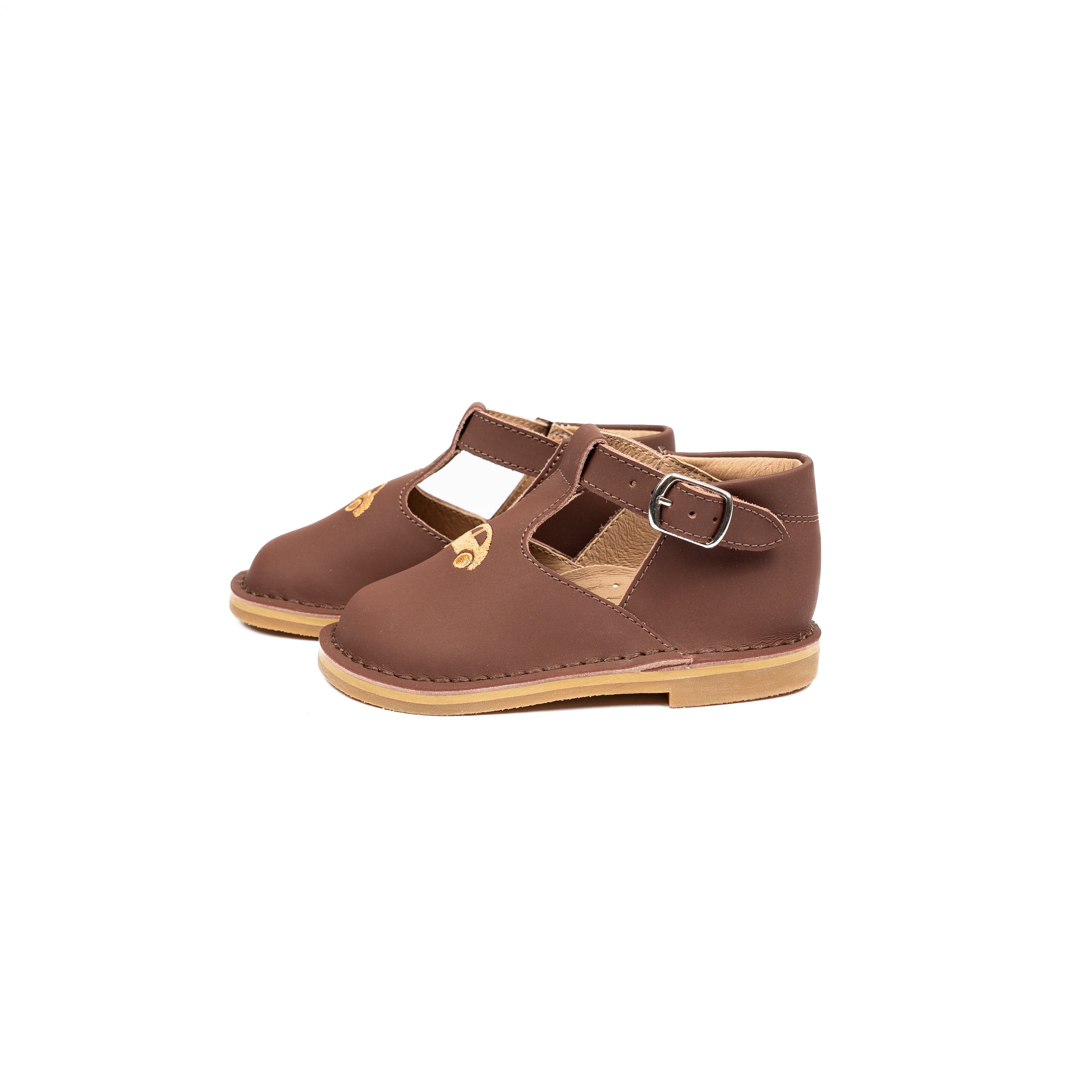 Brown Nubuck T-Strap Buckle-WY13
