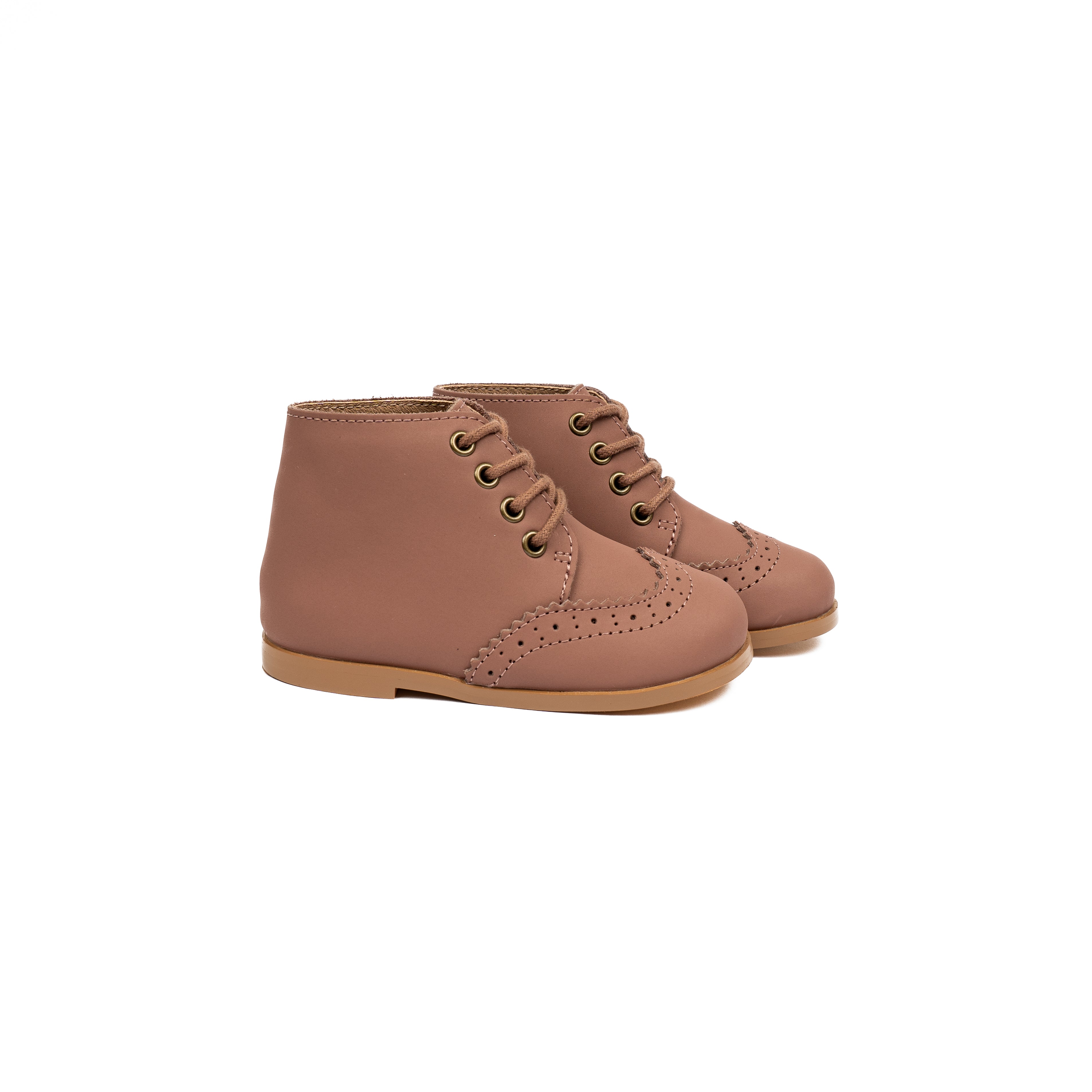 Brown Leather HiTop Laced Shoe-WY42