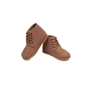 Brown Leather HiTop Laced Shoe-WY42