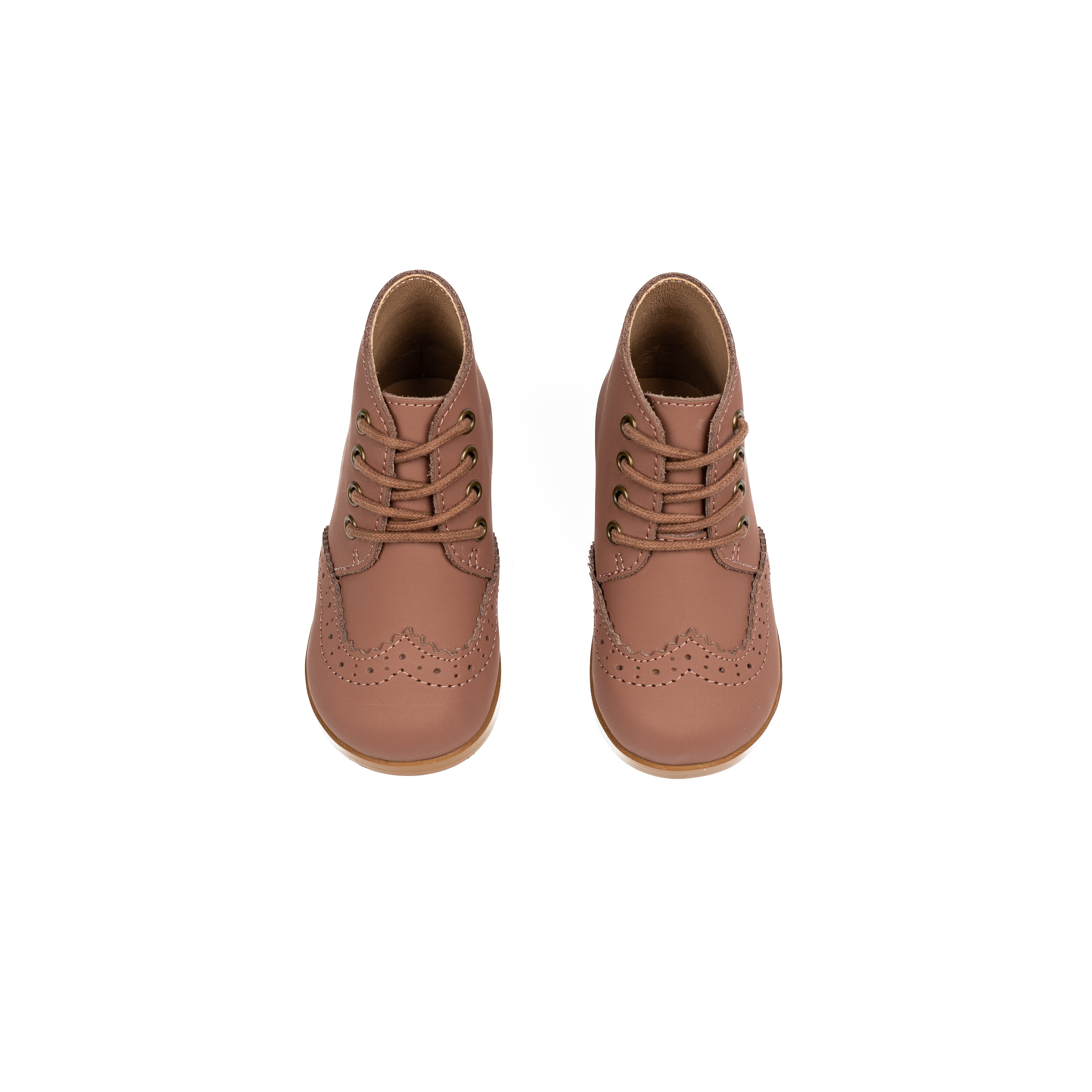 Brown Leather HiTop Laced Shoe-WY42