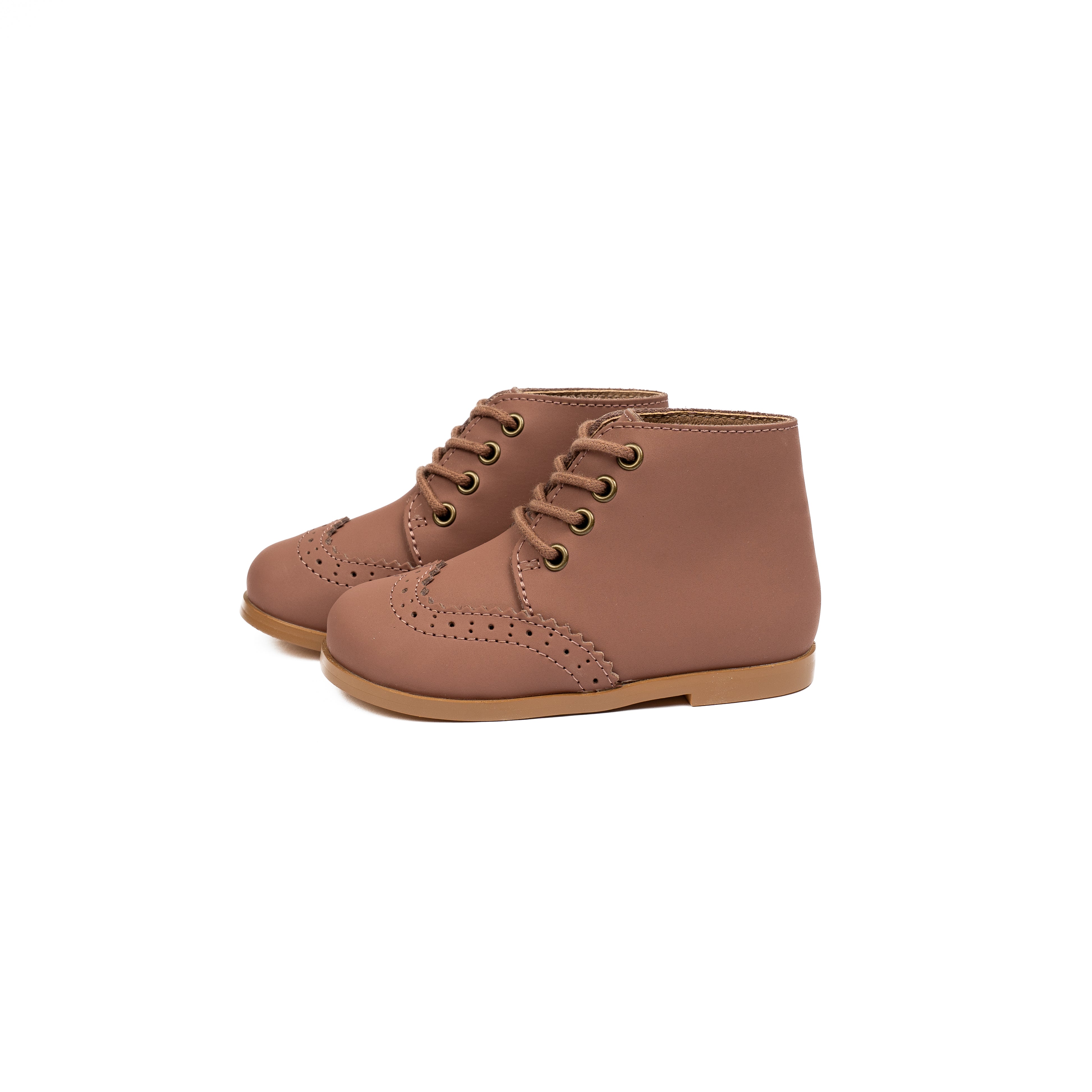 Brown Leather HiTop Laced Shoe-WY42